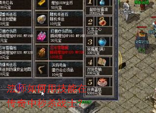 法师如何用技能在传奇中秒杀战士? 法师如何用技能在传奇中秒杀战士?