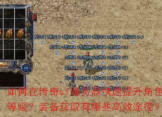 如何在传奇sf服务器快速提升角色等级?装备获取有哪些高效途径? 如何在传奇sf服务器快速提升角色等级?装备获取有哪些高效途径?